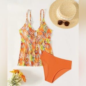 New Vibrant Floral Swimsuit Set women’s Size XL
